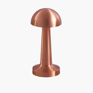 Copper-colored mushroom-shaped object with a smooth, metallic finish.