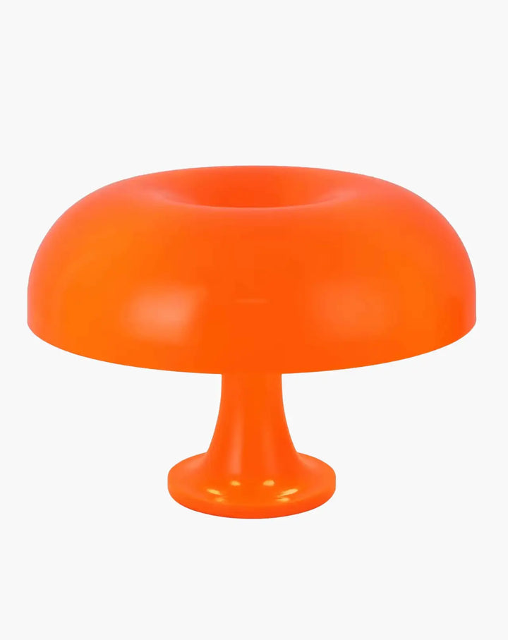 Bright orange mushroom-shaped lamp or light fixture.