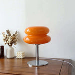 Lámpara de mesa con forma de hongo de cristal italiano de color naranja